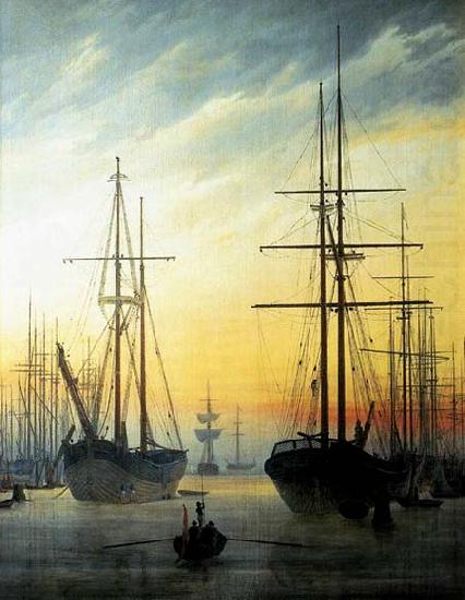 View of a Harbour ., Caspar David Friedrich